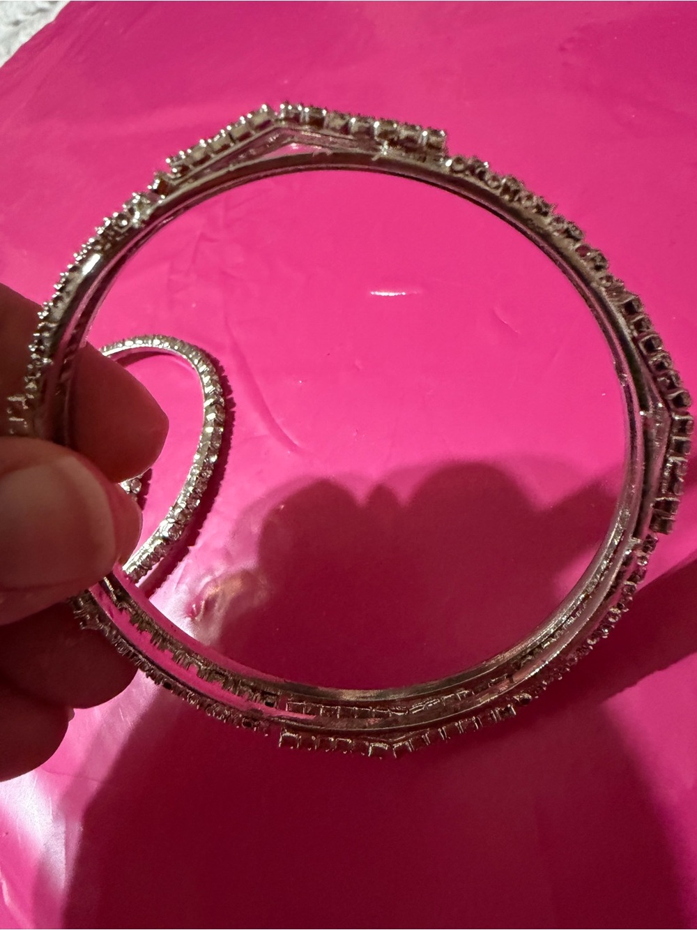 Silver Crystal-Accented Women’s Bangle Bracelet Set - Picture 3 of 9